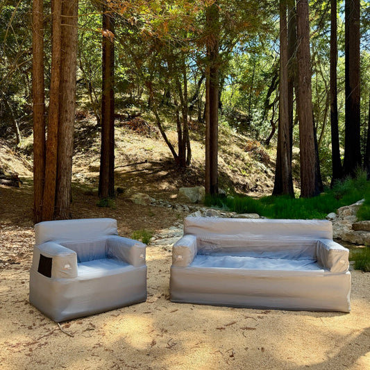 SHIFTPODAIR inflatable sofa and chair at camp